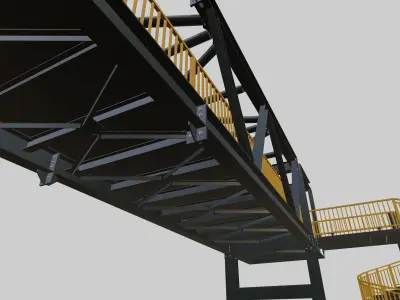 Steel Pedestrian Bridge - Spiral Stair - Truss Type-15 3D model