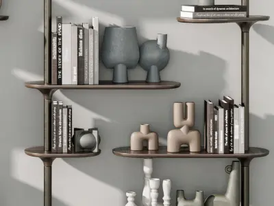 Mozea FLOW Modular wooden bookcase - Decorative With 29 3D model