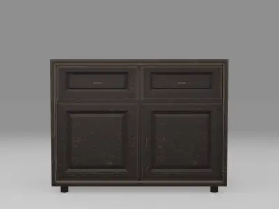 Old cupboards and drawers Low-poly 3D model