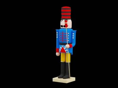 Blue Christmas Nutcracker Low-poly 3D model
