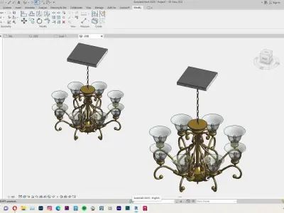Chandelier or Classical Hanging Lamp Revit Family Interior 3D model