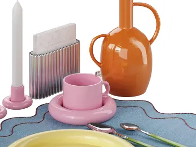Colorful Restaurant Tableware 3D model