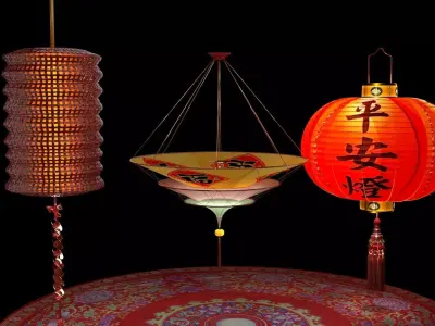 Chinese red lantern  3D model 11