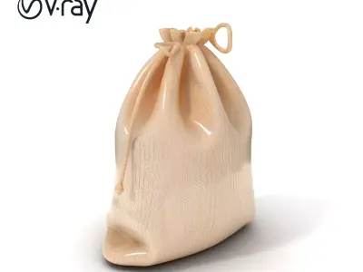 Drawstring Cotton Bag D Model Pack Low-poly 3D model