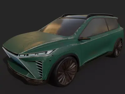 damaged crossover car 3D model