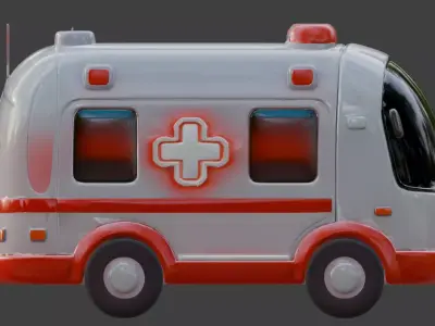 Futuristic Stylized Ambulance 3D Model Low-poly 3D model