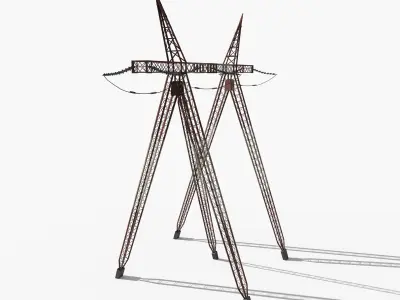 Electricity Pole 12 Weathered Low-poly 3D model