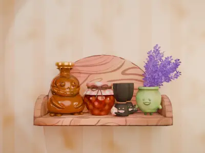 Kitchen Shelf Low-poly 3D model