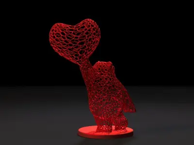 Bear with heart 3D print model