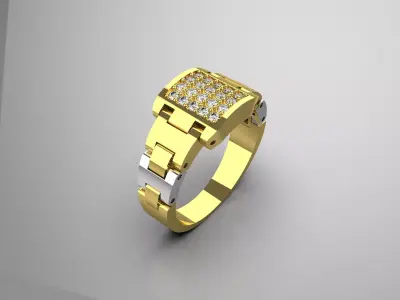 Luxury man Rolex design diamond ring model ror0012 3D print model