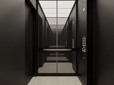 Modern Minimalist Elevator Interior and Exterior Design 3D model