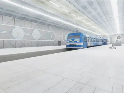 Train Passenger and Modern Train Station 02 Low-poly 3D model