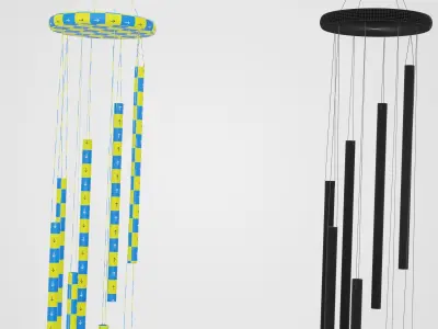 Elegant Copper Windchime Low-poly 3D model