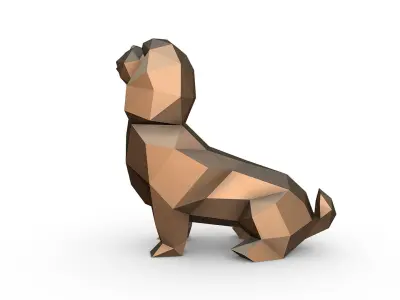 shihtzu figure low poly 3D print model