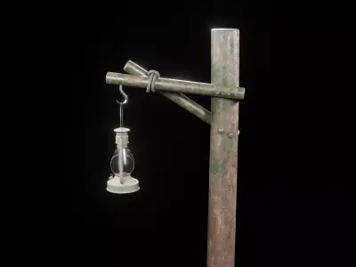 Lantern Pole Low-poly 3D model