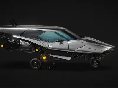  Futuristic Hover Car Sleek Sci-Fi Concept Vehicle Low-poly 3D model