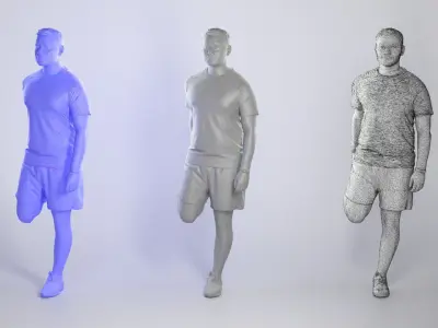 Muscular young man stretching leg in sports outfit 245 Low-poly 3D model