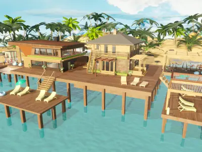  Tropical Beach Resort House 3D model