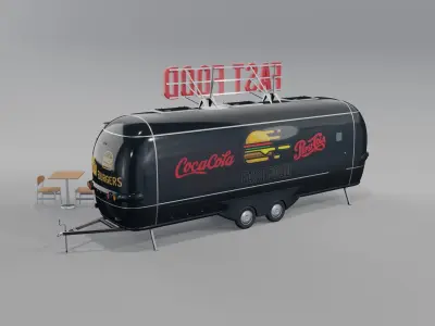 Black Fast Food Trailer 3D model
