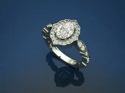 Oval Wedding Diamond Ring 3D print model 3D print model