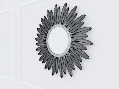 Decorative Metal Mirror 2 plants with gold m9 3D model