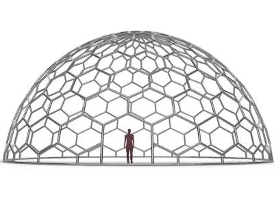 Hexagonal Dome structure Geodoesic Like Wireframe Design 3D model