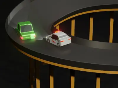 Police and thief Car 3D Model and Loop Animation 3D model