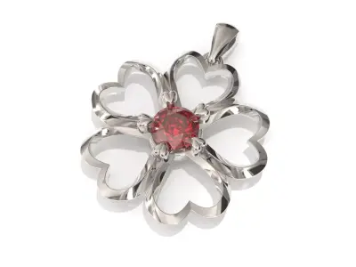 Elegant Heart Petal Flower Pendant 3D Model for Jewelry Design 3D print model