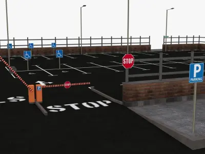 Parking Lot - Scene Low-poly 3D model