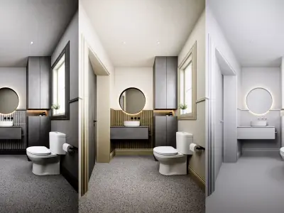 Modern Bathroom 3D Model Realistic Interior with 4 Materials Low-poly 3D model