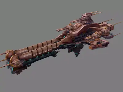 Extra large fortress type - big spaceship 01 3D model