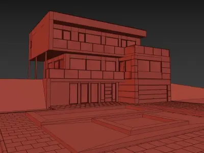 Modern house Low-poly 3D model