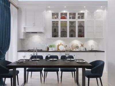 Neoclassical Kitchen Interior 3D model