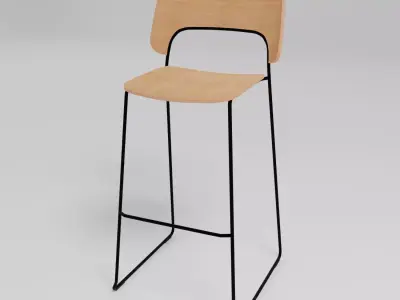 AFI - Stackable sled base high stool with backrest - Free 3D model