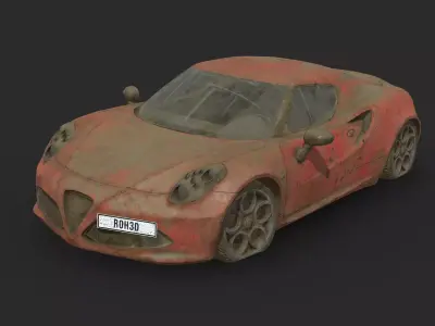 Abandoned Car - Alfa Romeo 4C Low-poly 3D model