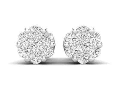 Diamond cluster earrings for woman 3D print model purchase