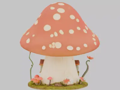Mushroom house  Low-poly 3D model