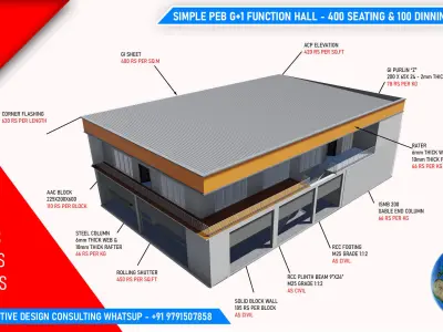 400 Seating and 100 Dining two floors Marriage hall 3D model
