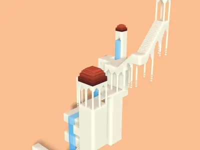 Voxel monument valley  Low-poly 3D model
