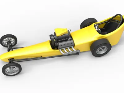 Front engine old school dragster with shell V3 Scale 1 to 25 3D print model