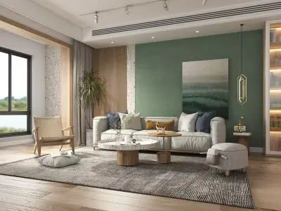 Living Room and Dining Room Scene 2 3D model