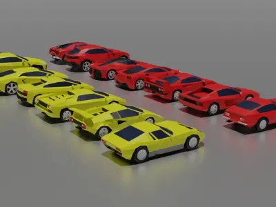 Low-Poly Italian Classic Sport and Super Cars Low-poly 3D model