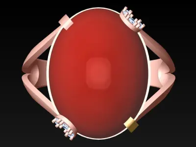 Oval Stone Ring - GN225 3D print model