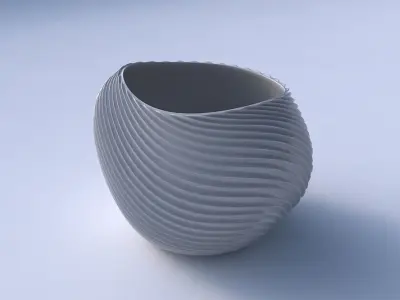 Bowl compressed 2 with wavy extruded lines 2 3D print model
