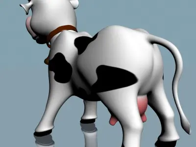 cartoon Cow Rigged Low-poly 3D model