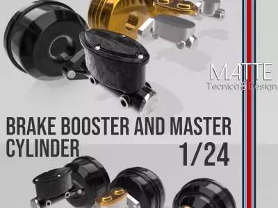 Set of 3 brake boosters with interchangeable master cylinders  3D print model