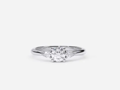 ZDR0167 three stone engagement ring gold 3D print model