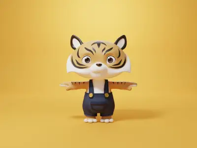 Cartoon Tiger 3d Model Rigged  3D model