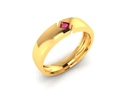 Band 3dm Render Details gold ring with ruby stone 3D print model