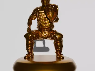 Baseball Player  Catcher in Defensive Stance  Print Ready 3D  3D print model